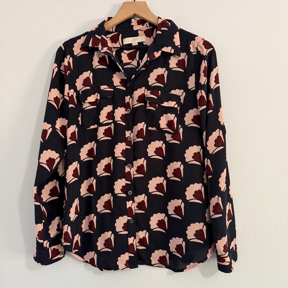 Loft - Floral Button‎ Down Blouse
